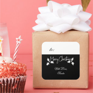 Merry Christmas Black and White Gift Tag