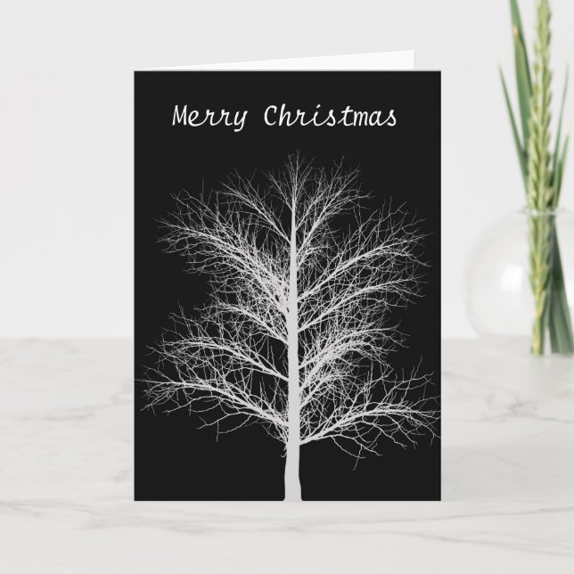Merry Christmas  Black and white Holiday Card (Front)