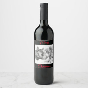 Merry Christmas Black Bear Wine Label