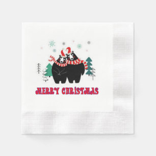Merry Christmas Black Bears Napkin