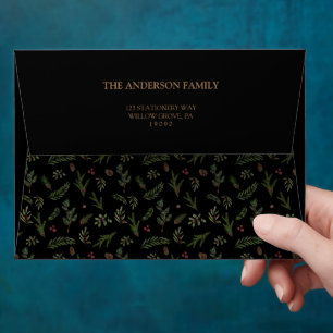 Merry Christmas Black botanical elegant modern Envelope