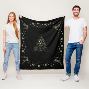 Merry christmas black Fleece Blanket