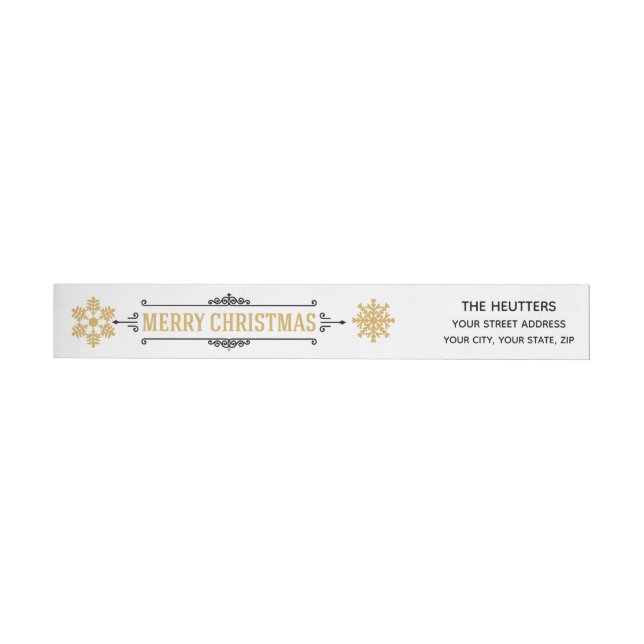 Merry Christmas Black Gold Wrap Around Label (Individual)