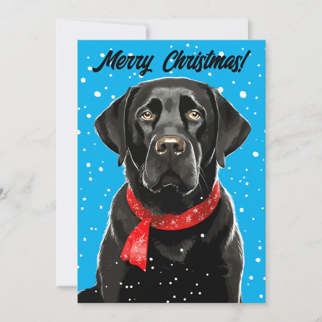Merry Christmas Black Lab Retriever Holiday Card (Front)