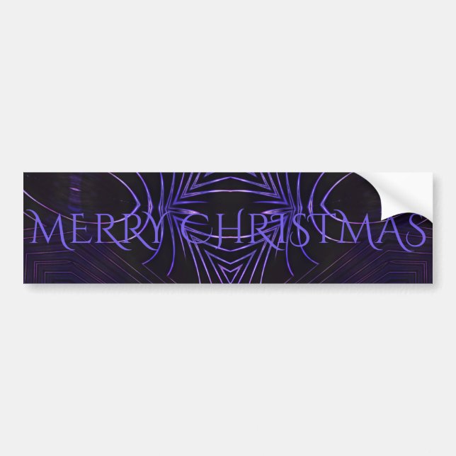 Merry Christmas Black Purple Kaleidoscope Design Bumper Sticker (Front)