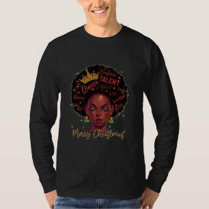 Merry Christmas Black Queen Girl African Santa T-Shirt