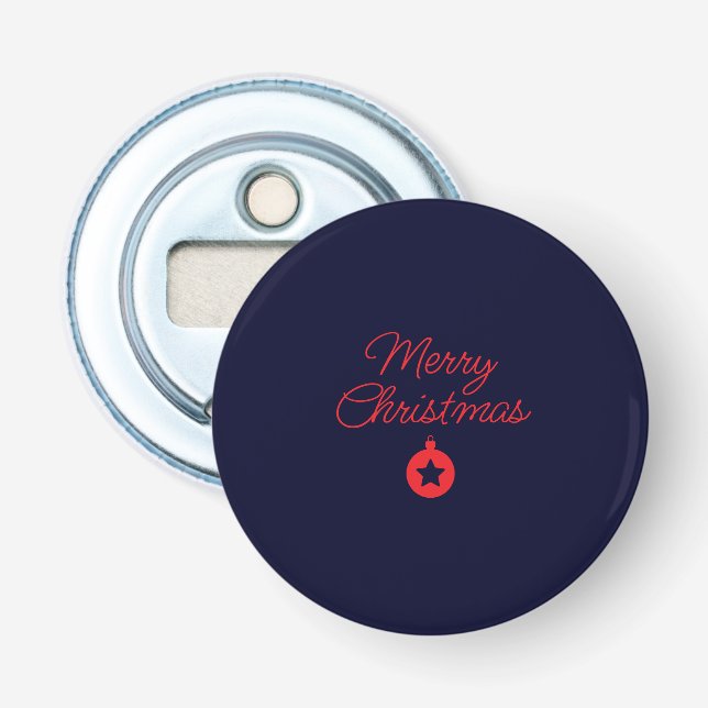 Merry Christmas Black Rock Blue Classical Unique Bottle Opener (Front)
