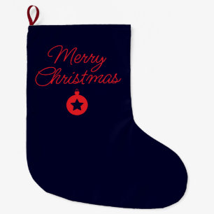 Merry Christmas Black Rock Blue Classical Unique Large Christmas Stocking