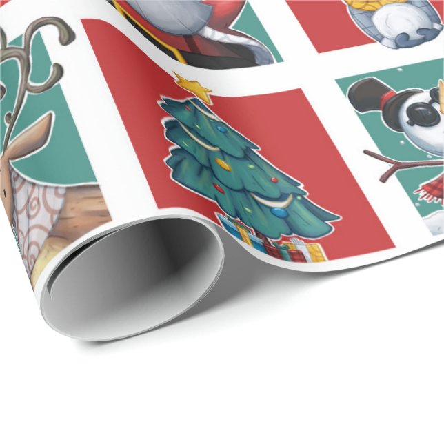 Merry Christmas black Santa and kids Wrapping Paper (Roll Corner)