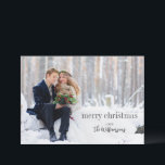 Merry Christmas Black Script Side Overlay Photo Holiday Card<br><div class="desc">Wish a Merry Christmas to your family and friends with this modern two sided photo holiday card with black script text overlay on the right side of the  card.</div>