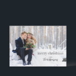 Merry Christmas Black Script Side Overlay Photo Holiday Card<br><div class="desc">Wish a Merry Christmas to your family and friends with this modern two sided photo holiday card with black script text overlay on the right side of the  card.</div>