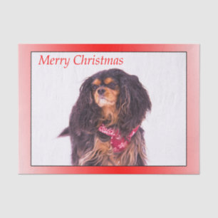 Merry Christmas Black Tan Cavalier King Charles Tissue Paper