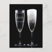 Merry Christmas Black White Champagne Flute Cheers