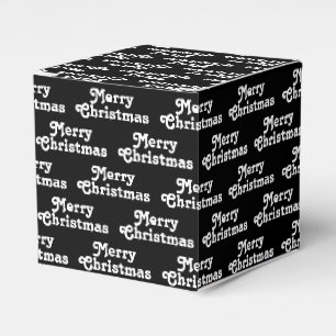 "Merry Christmas" black white Holiday Gift Favor Box