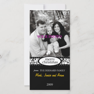 merry christmas black white ribbon holiday card