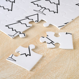 Merry Christmas Black & White Tree  Jigsaw Puzzle
