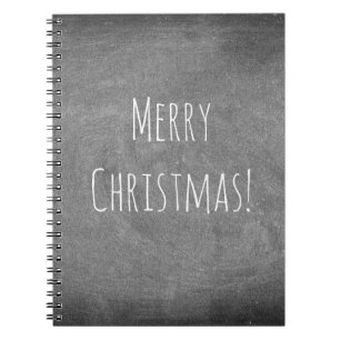 Merry Christmas Black White Typography Chalkboard Notebook