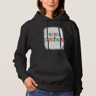 Merry Christmas Bleached Cross Xmas Graphic Hoodie
