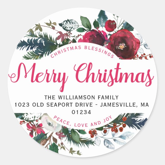 Merry Christmas Blessings Return Address Labels (Front)