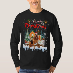 Merry Christmas Bloodhound Dog Santa Hat Lights Xm T-Shirt