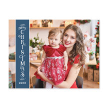 Merry Christmas blue 2 photos family