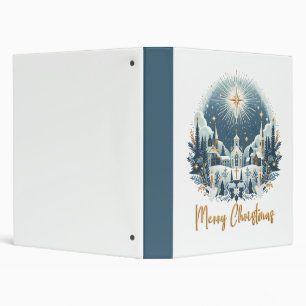 Merry Christmas blue and gold  Binder