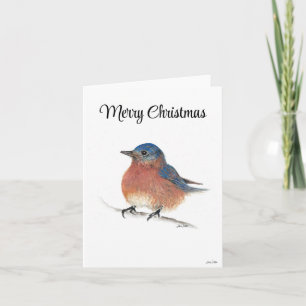 Merry Christmas Blue Bird Holiday Card