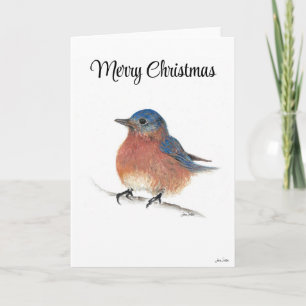 Merry Christmas Blue Bird Holiday Card