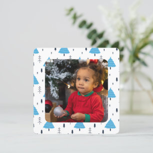 Merry Christmas Blue Christmas Tree Personalized Holiday Card