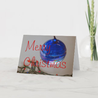 Merry Christmas Blue Ornament Holiday Card