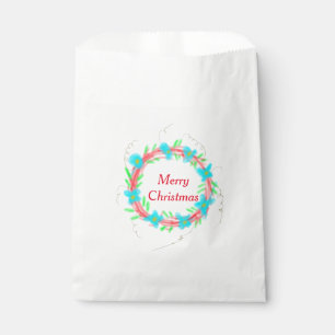 Merry Christmas blue red garland watercolor holida Favour Bag