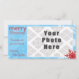 Merry Christmas Blue/Red Snowflake theme Holiday Card