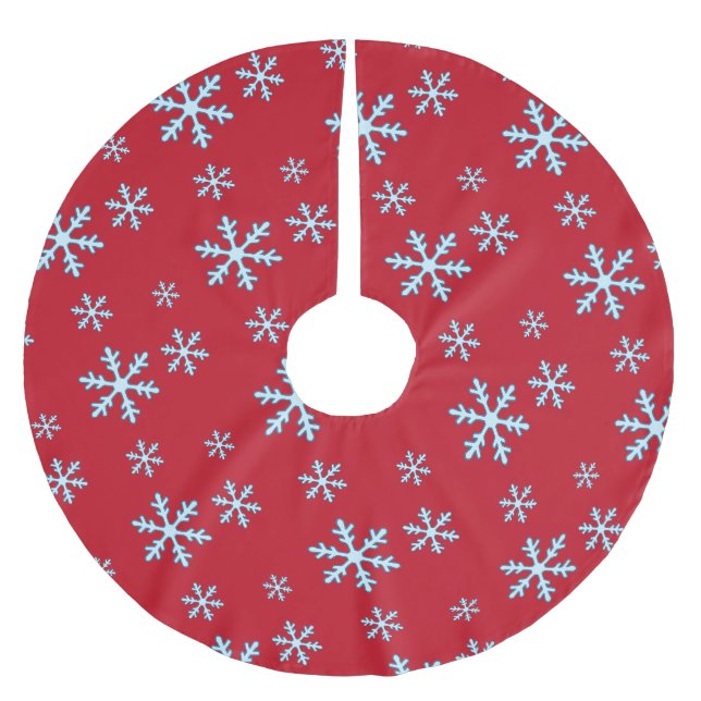 Merry Christmas Blue Snowflake Holiday Winter Brushed Polyester Tree Skirt (Front)