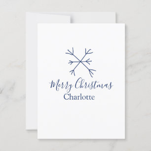 Merry Christmas blue snowflakes add name holidays Postcard