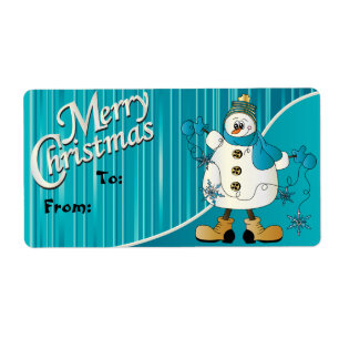 Merry Christmas Blue Snowman Gift Tags