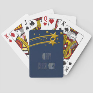 Merry Christmas! Blue Starry Night Golden Stars Playing Cards
