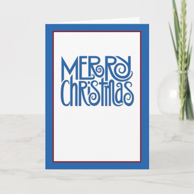Merry Christmas blue text Card (Front)