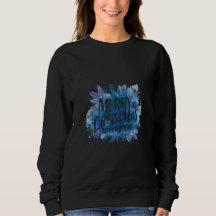 Merry Christmas Blue Watercolor Hoodie 