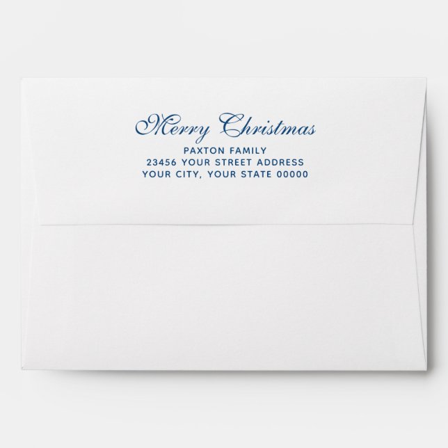 Merry Christmas Blue Watercolor Ombre Envelope (Back (Top Flap))