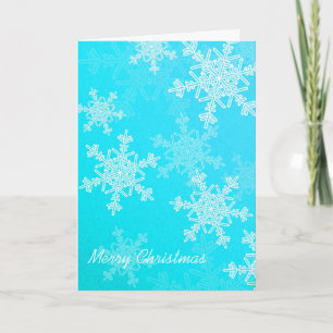 Merry Christmas Blue White Snowflakes Minimalist Holiday Card