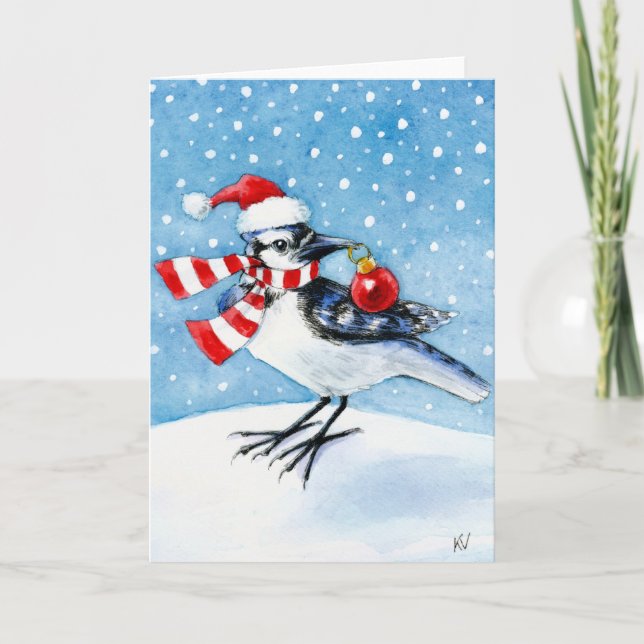 Merry Christmas Bluejay Holiday Card (Front)