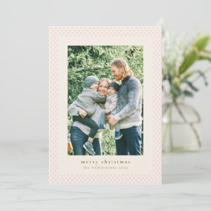 Merry Christmas Blush Pink Polka Dot Photo Frame Holiday Card