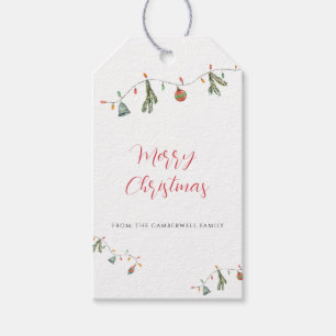Merry Christmas Boho Botanical Rustic Family Gift Tags
