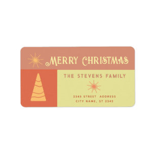 Merry Christmas boho cheerful colour block  Label