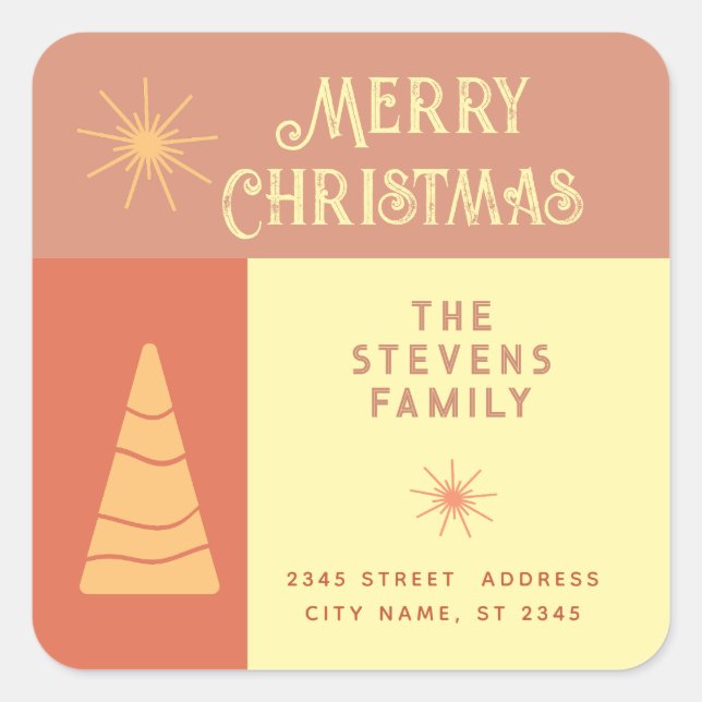 Merry Christmas boho cheerful colour block  Square Sticker (Front)