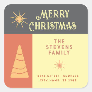 Merry Christmas boho cheerful colour block Square Sticker