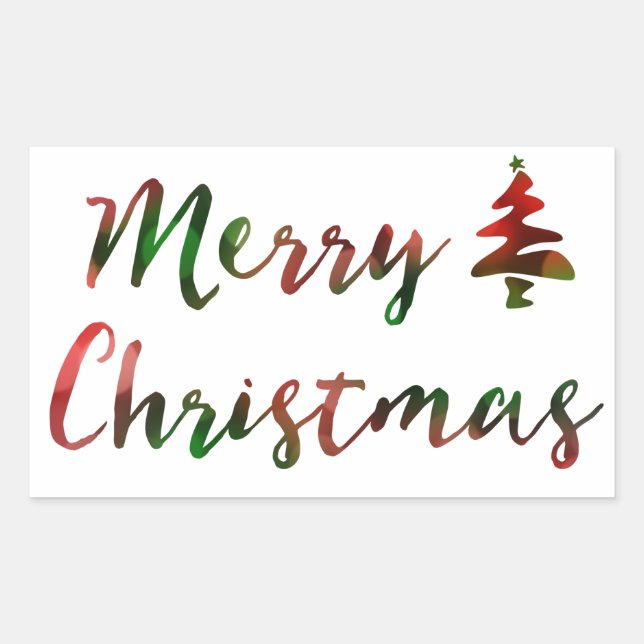 Merry Christmas Bokeh Tree Lights Sticker (Front)