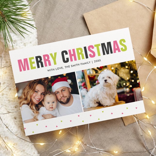 "Merry Christmas" Bold and Colourful Holiday Card (Creator Uploaded)