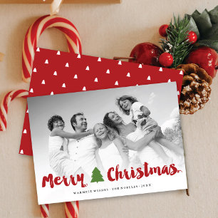 Merry Christmas Bold Brush Script Modern Photo Holiday Card