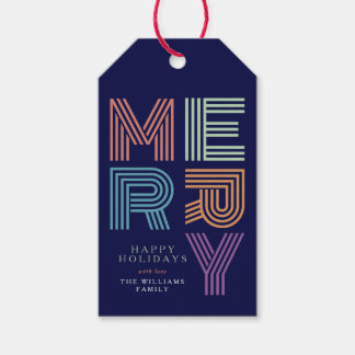 Merry Christmas Bold Fun Colourful Typography Gift Tags